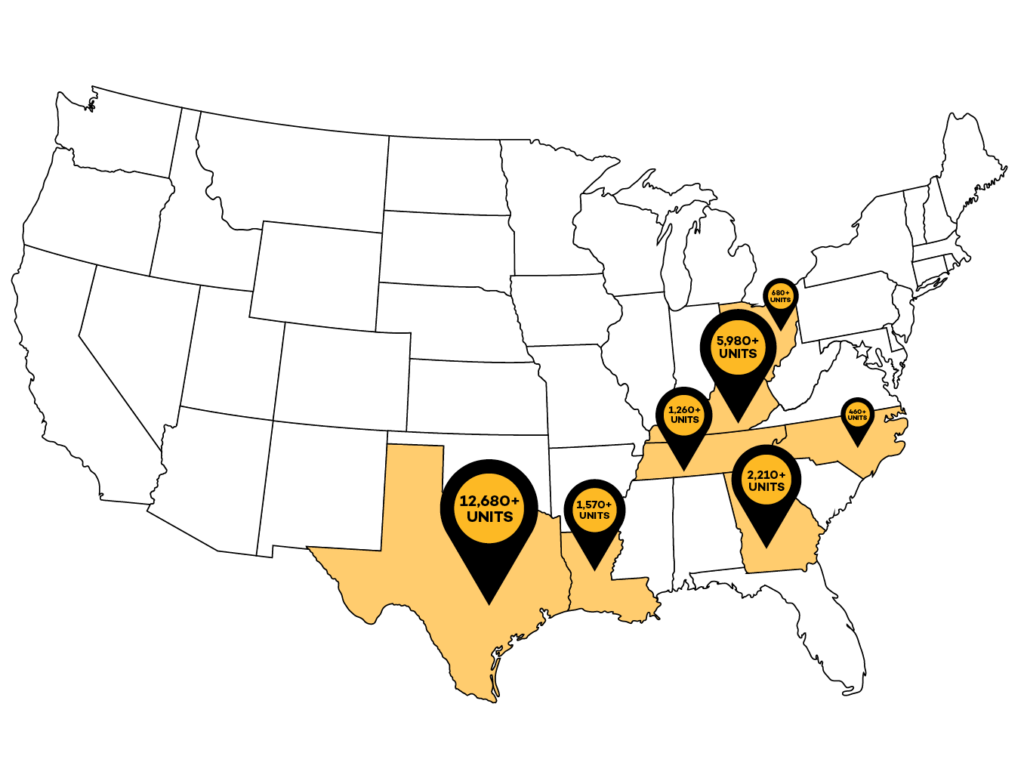 LDG map showing units per state